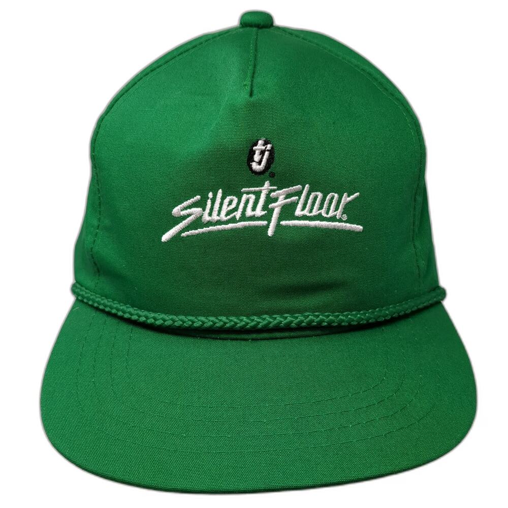 Yupoong 5 Panel Green Hat One Size Silent Floor tj Logo Rope Brim Snapback